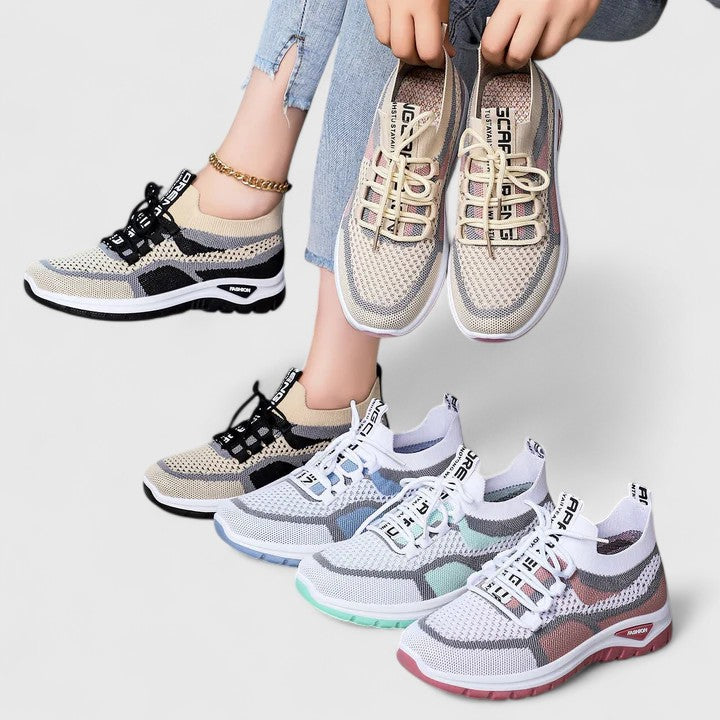 Comfortable Sneakers for Women Mesh Lace-Up Chunky-Sole