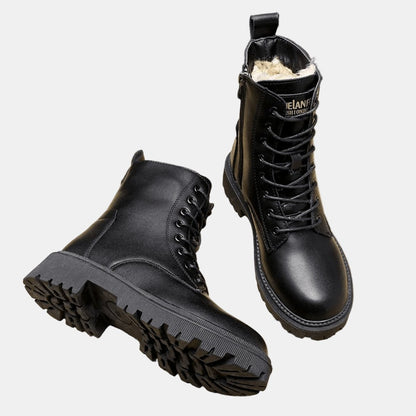 stiefeletten-damen-combat-schnuerung-fleecefutter