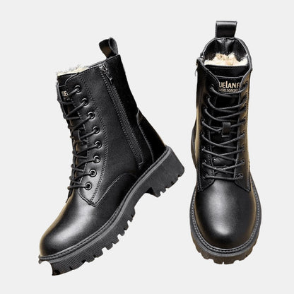 stiefeletten-damen-combat-schnuerung-fleecefutter