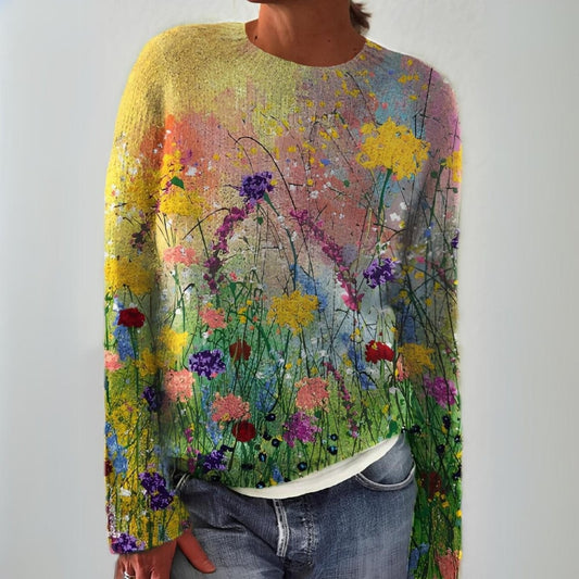 strickpullover-damen-blumenprint-langarm