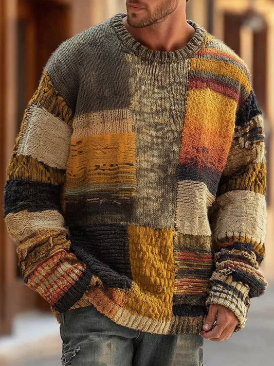 strickpullover-herren-patchwork-grobstrick