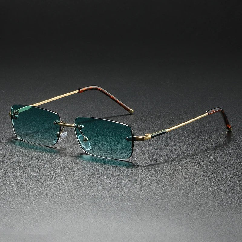 Stylish Rimless Sunglasses for Women Rectangular Gradient-Tinted