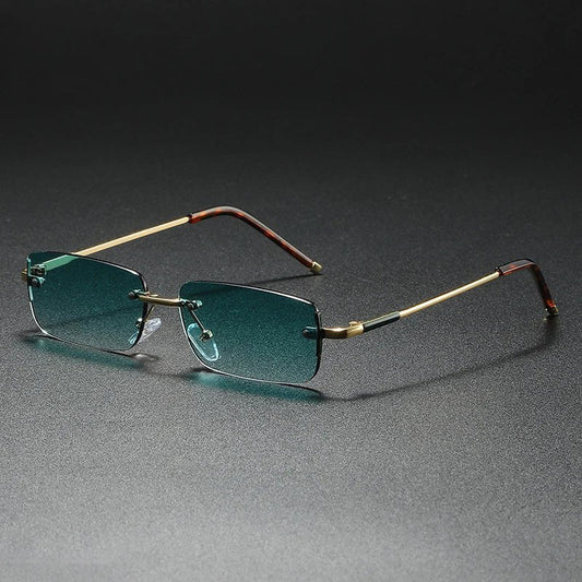 Stylish Rimless Sunglasses for Women Rectangular Gradient-Tinted