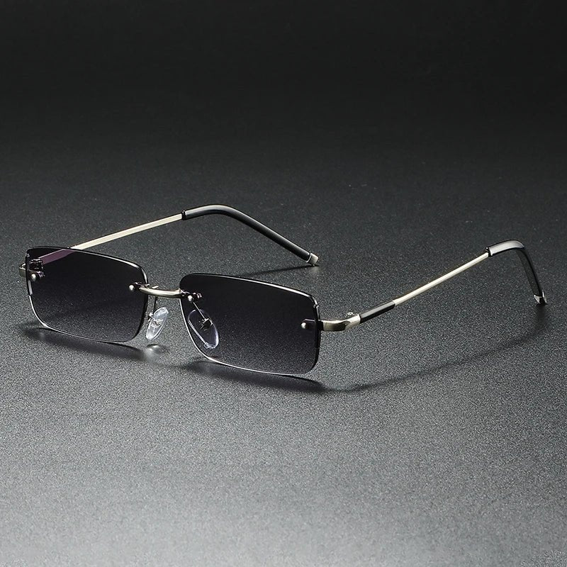 Stylish Rimless Sunglasses for Women Rectangular Gradient-Tinted