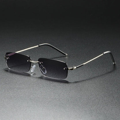 Stylish Rimless Sunglasses for Women Rectangular Gradient-Tinted