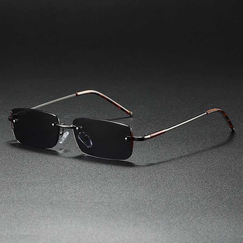 Stylish Rimless Sunglasses for Women Rectangular Gradient-Tinted