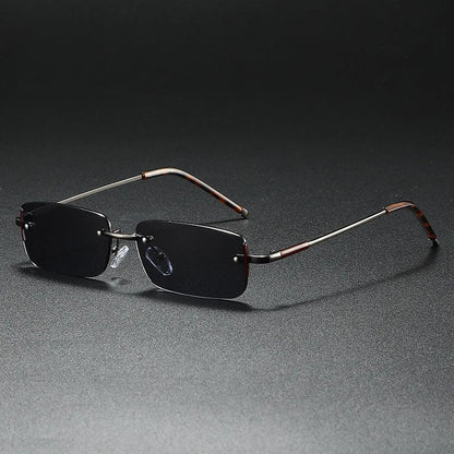 Stylish Rimless Sunglasses for Women Rectangular Gradient-Tinted