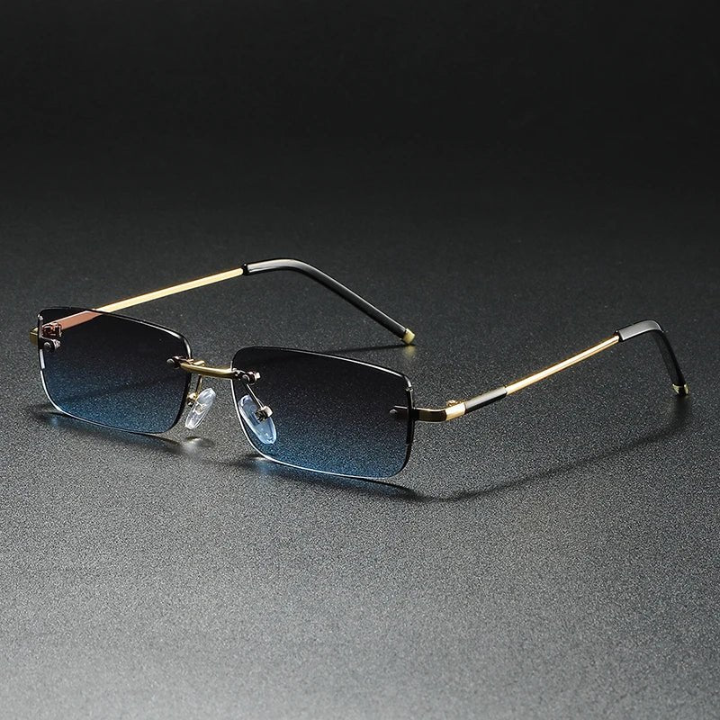 Stylish Rimless Sunglasses for Women Rectangular Gradient-Tinted