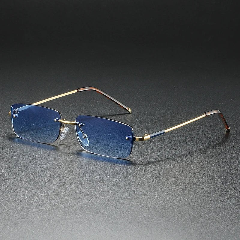 Stylish Rimless Sunglasses for Women Rectangular Gradient-Tinted