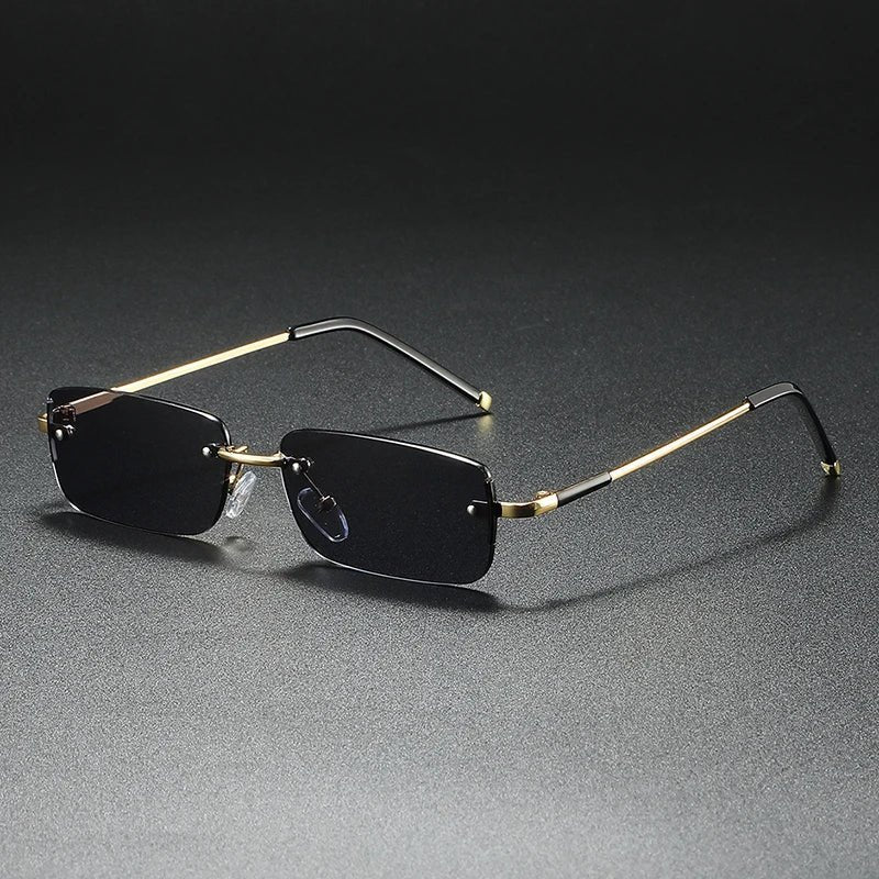 Stylish Rimless Sunglasses for Women Rectangular Gradient-Tinted