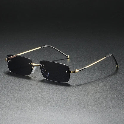 Stylish Rimless Sunglasses for Women Rectangular Gradient-Tinted