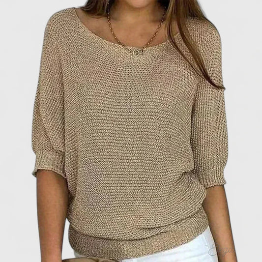 Comfortable Sweater for Women Round-Neck Oversized Rib-Knit