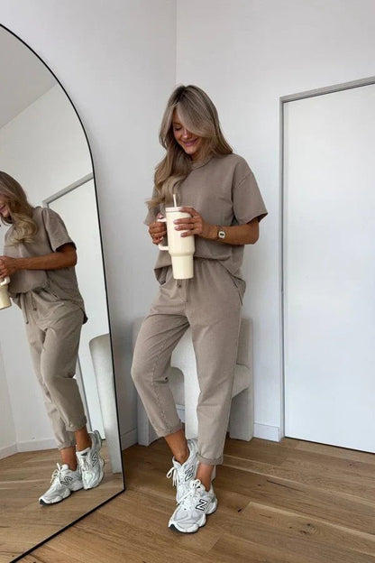Comfortable Two-Piece Lounge Set for Women Oversized T-Shirt Shorts
