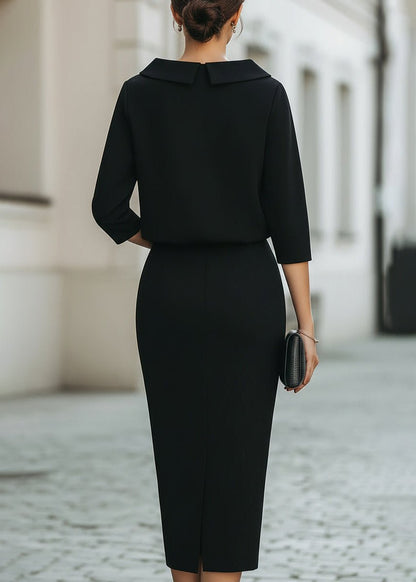 Elegant Two-Piece Set for Women Boat-Neck Three-Quarter-Sleeve