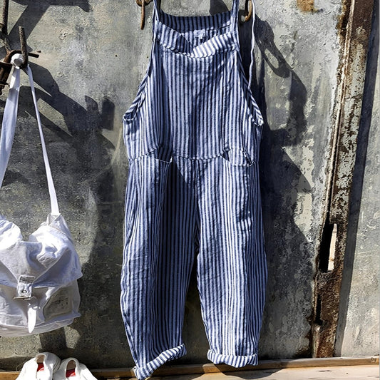 Effortless Overalls for Women Striped Loose-Fit