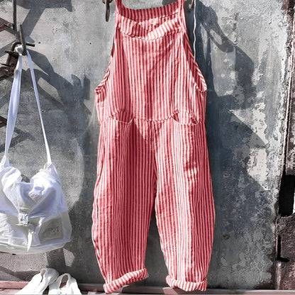 Effortless Overalls for Women Striped Loose-Fit