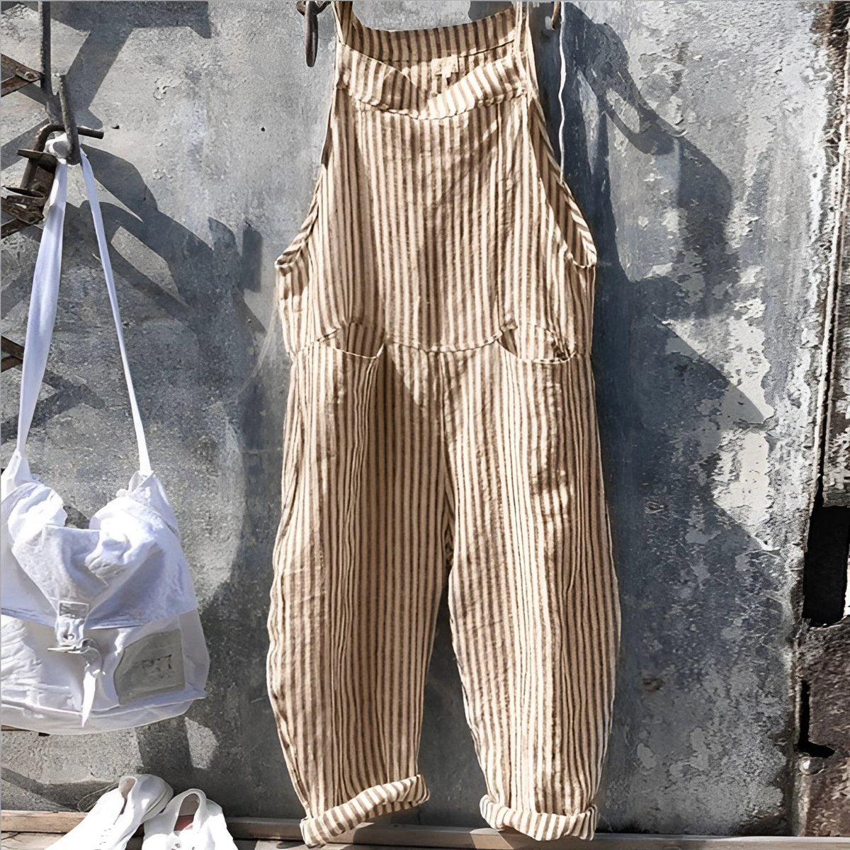 Effortless Overalls for Women Striped Loose-Fit