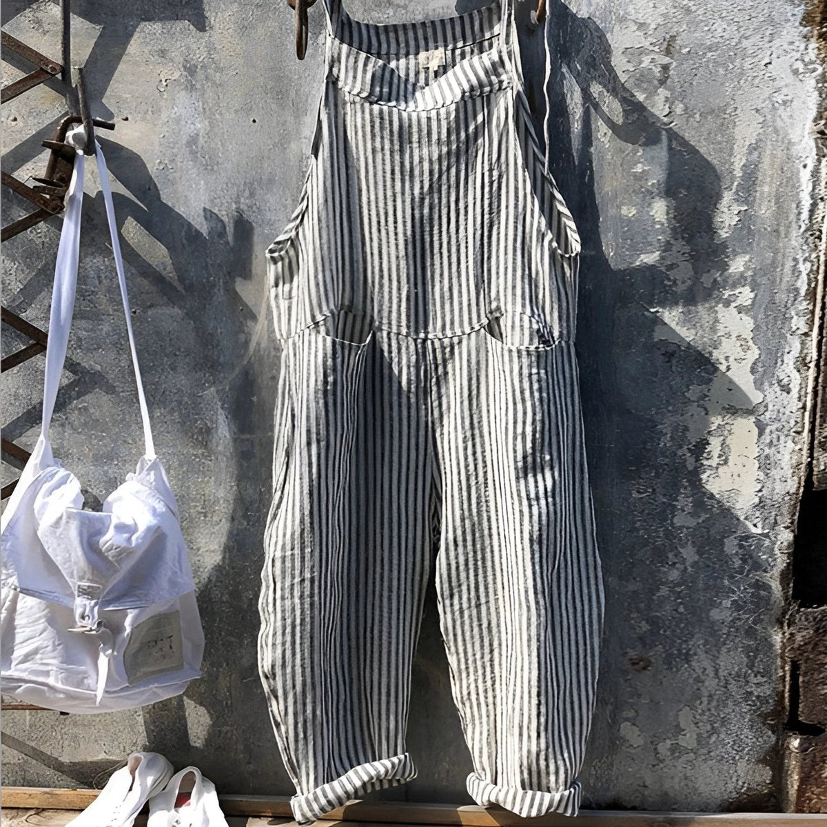 Effortless Overalls for Women Striped Loose-Fit
