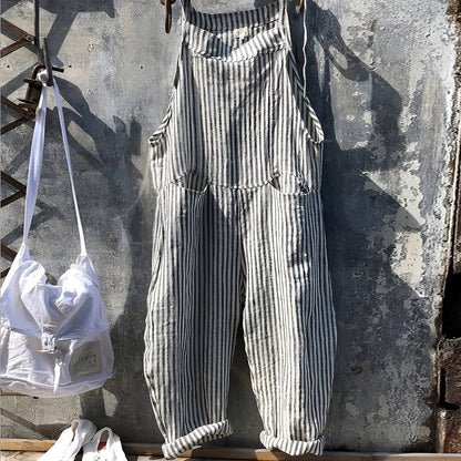 Effortless Overalls for Women Striped Loose-Fit