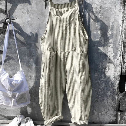 Effortless Overalls for Women Striped Loose-Fit