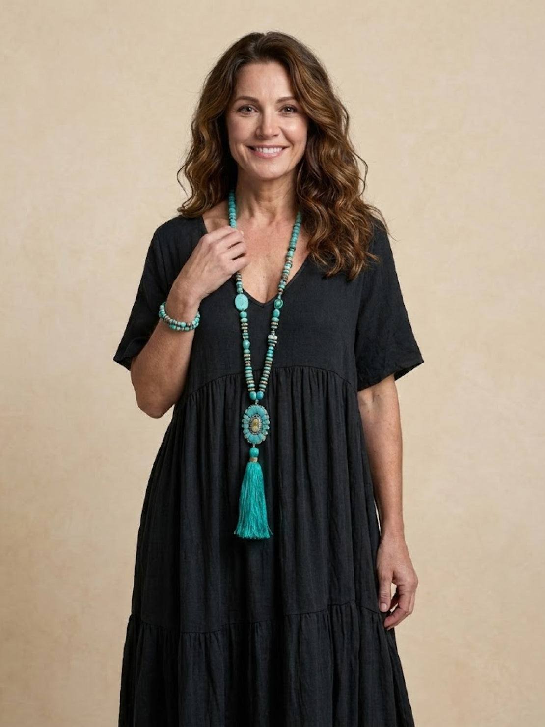 Effortless Tiered Maxi Dress for Women V-Neck Short-Sleeve