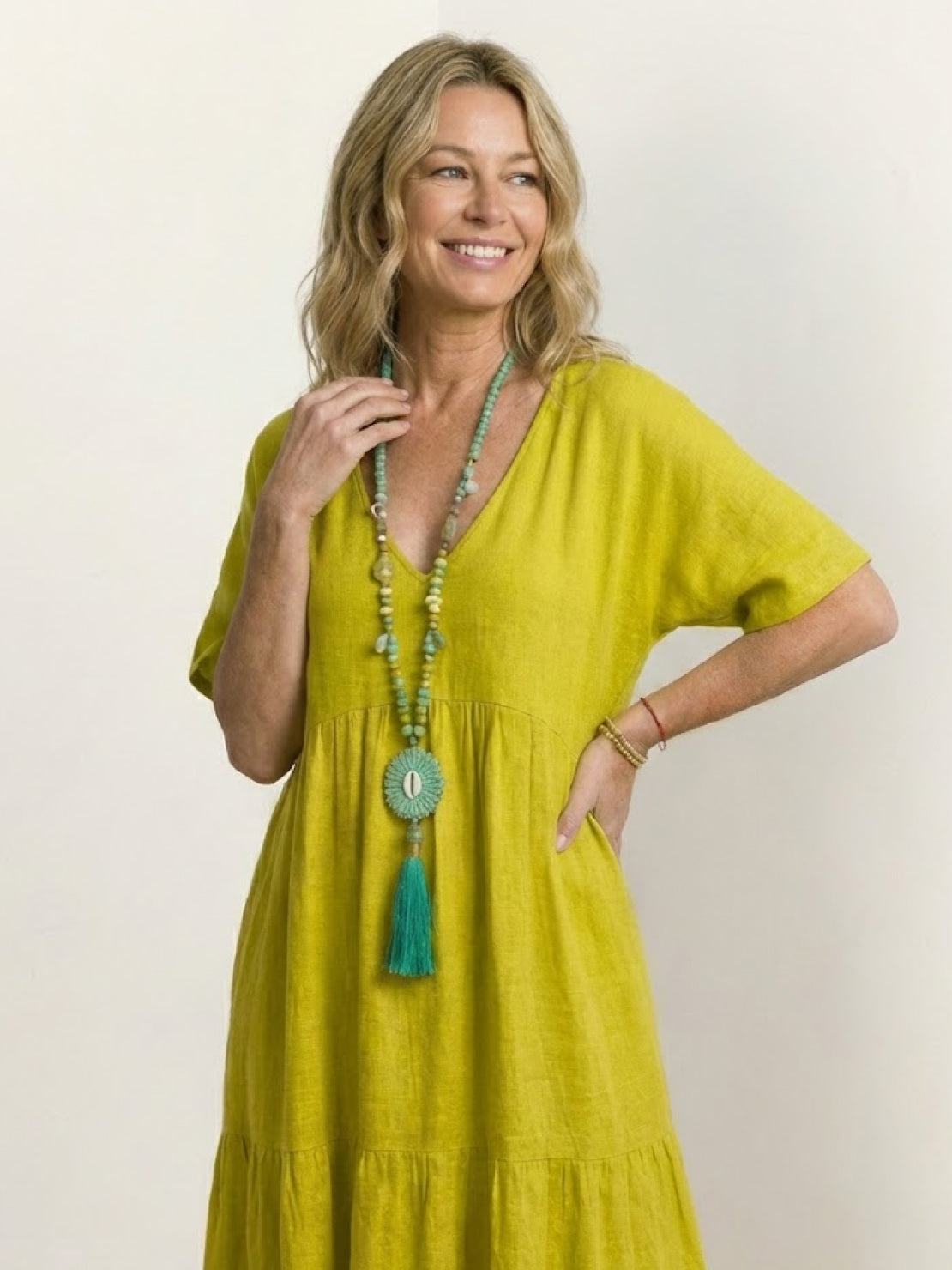 Effortless Tiered Maxi Dress for Women V-Neck Short-Sleeve