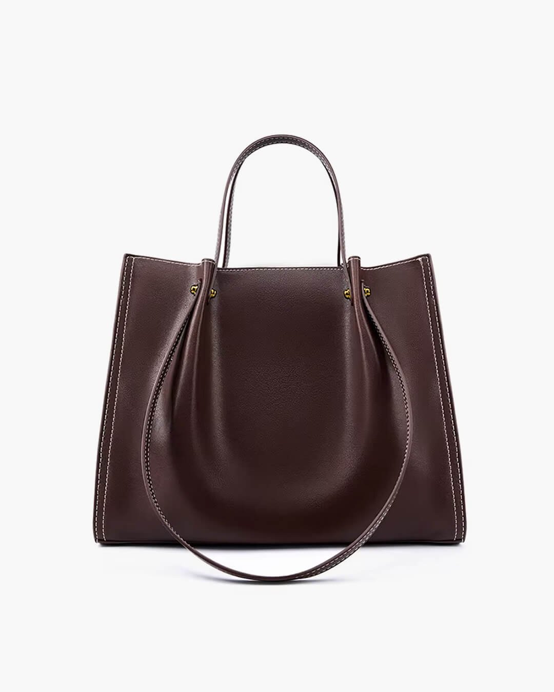 Effortless Tote Bag for Women Vegan-Leather Contrast-Stitch