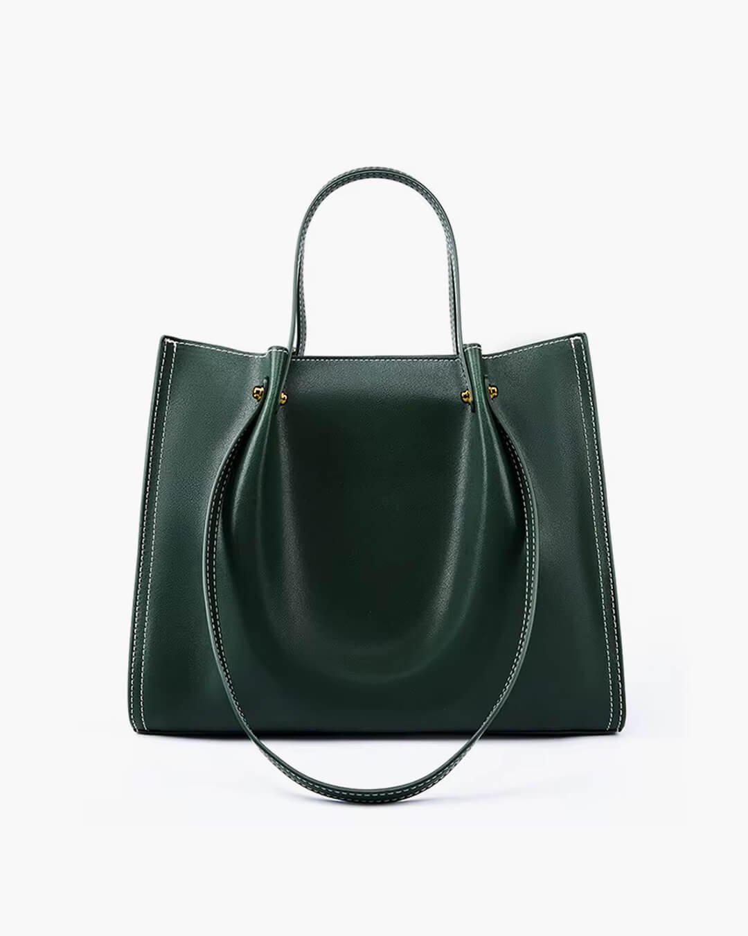 Effortless Tote Bag for Women Vegan-Leather Contrast-Stitch