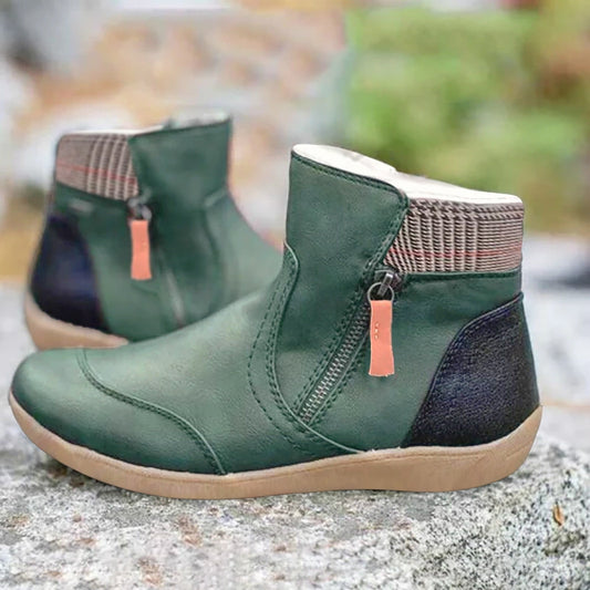 Comfortable Waterproof Ankle Boots for Women Zipper Leather