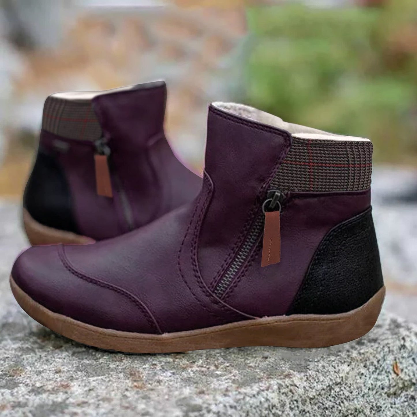 Comfortable Waterproof Ankle Boots for Women Zipper Leather