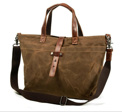 Effortless Tote Bag for Women Waxed-Canvas Leather-Trim
