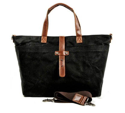 Effortless Tote Bag for Women Waxed-Canvas Leather-Trim