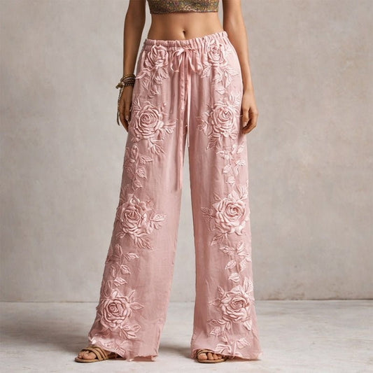 weite-hose-damen-blumenstickerei-tunnelzug
