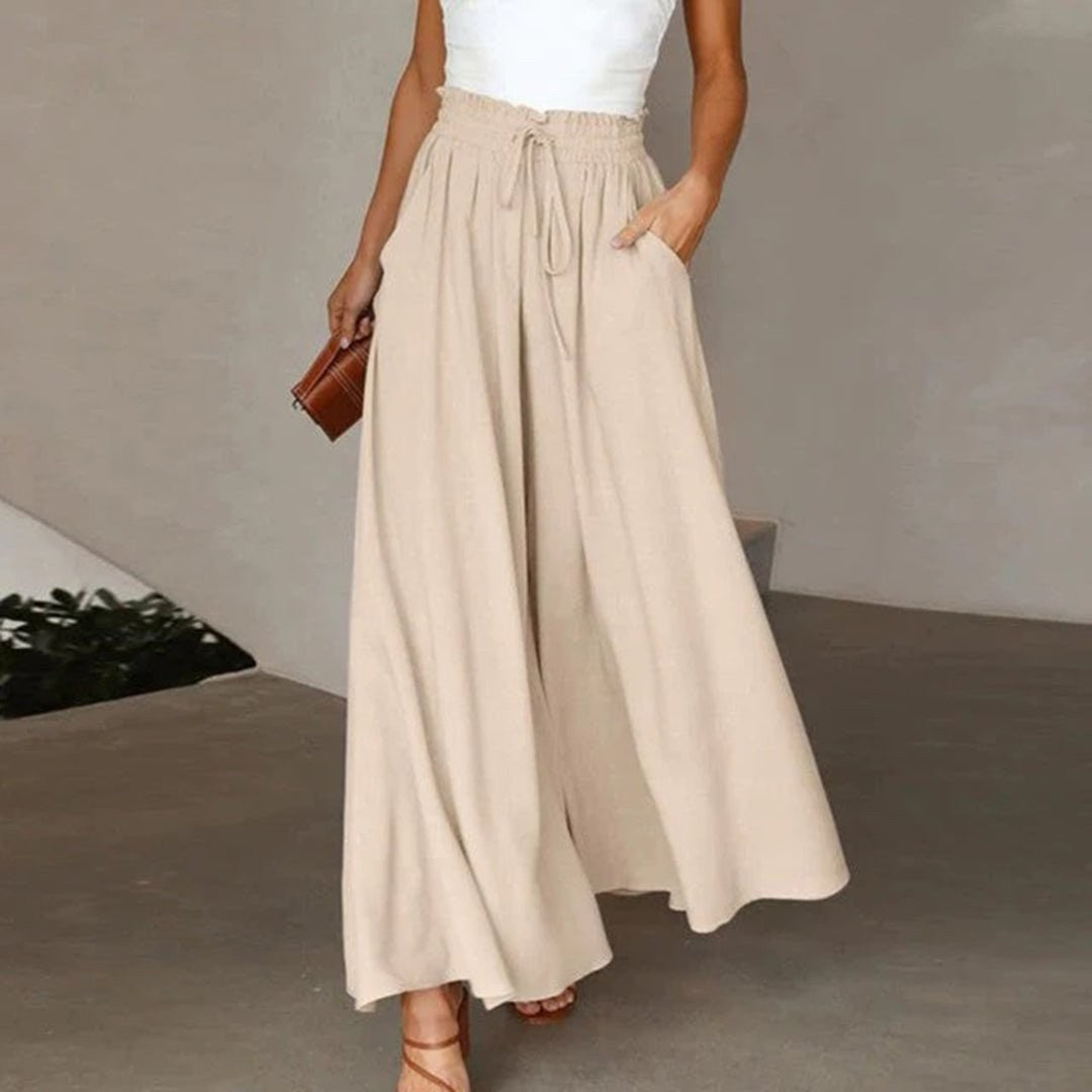 weite-leinenhose-damen-hohe-taille-tunnelzug