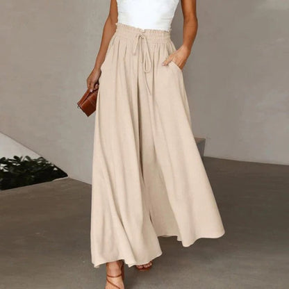 weite-leinenhose-damen-hohe-taille-tunnelzug