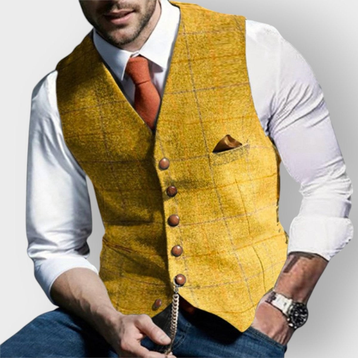 weste-herren-tweed-karo-knopfleiste