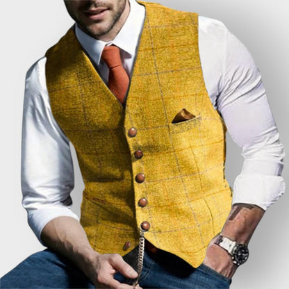 weste-herren-tweed-karo-knopfleiste