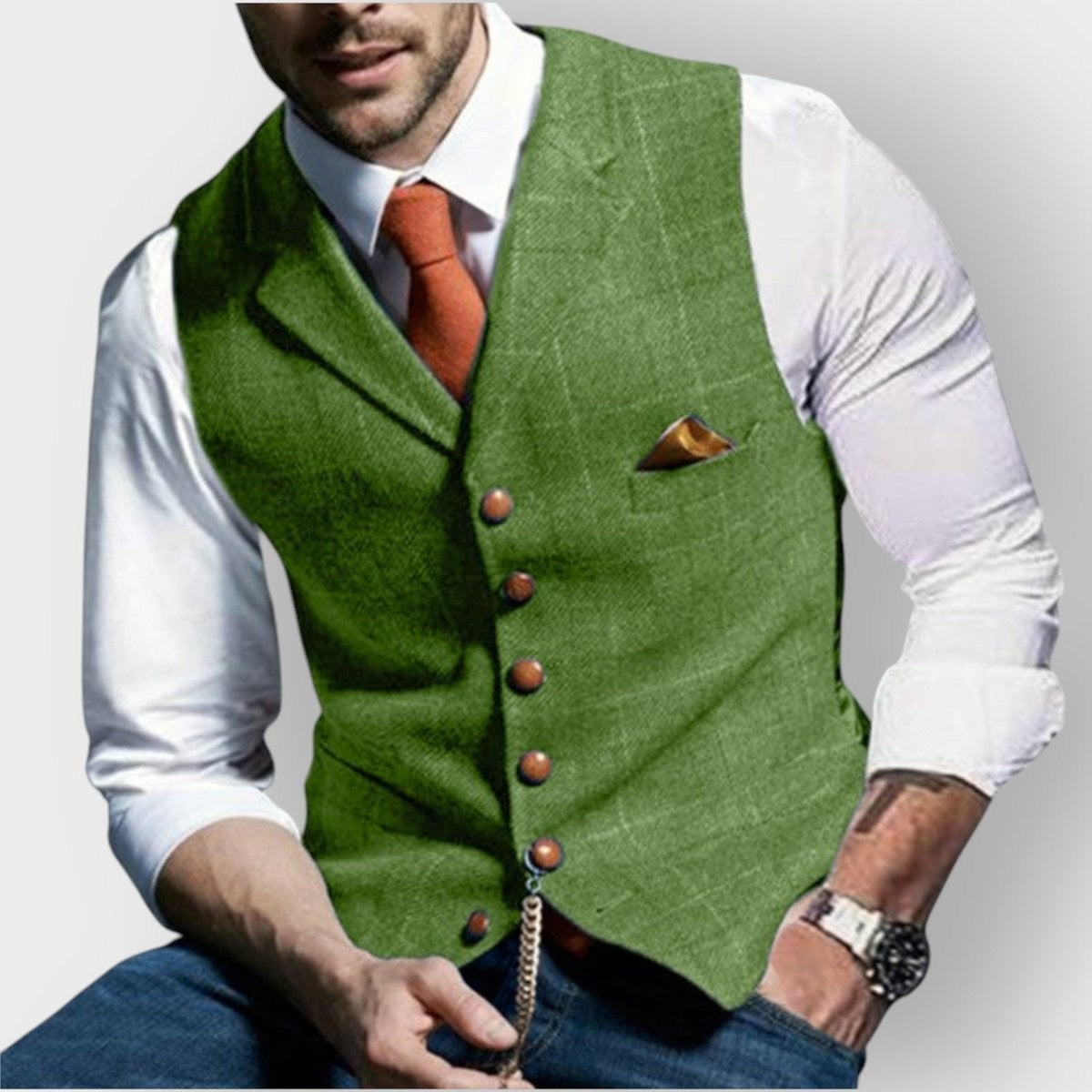 weste-herren-tweed-karo-knopfleiste