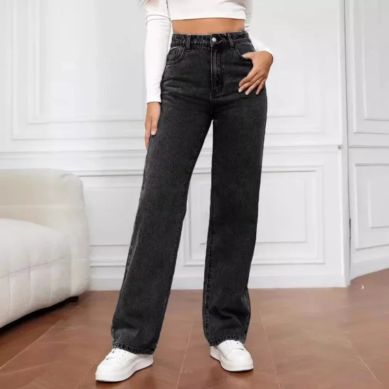 Effortless Relaxed Jeans for Women High-Waist Wide-Leg