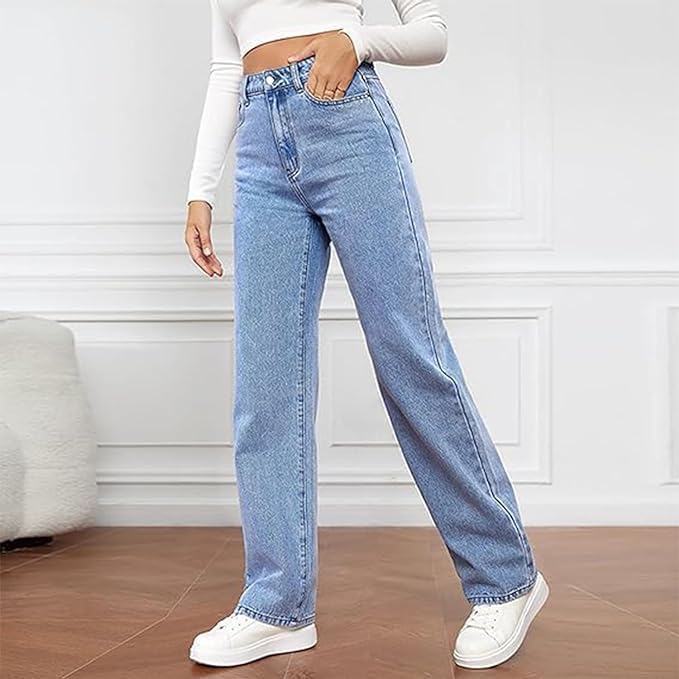 Effortless Relaxed Jeans for Women High-Waist Wide-Leg