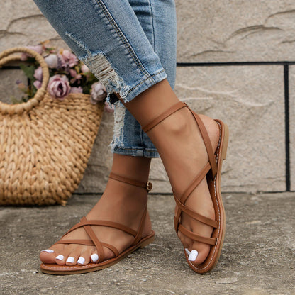 Comfortable Flat Sandals for Women Crisscross-Strap