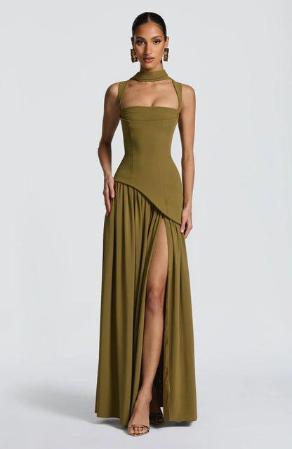 Elegant Maxi Dress for Women A-Line Sleeveless Fitted-Waist