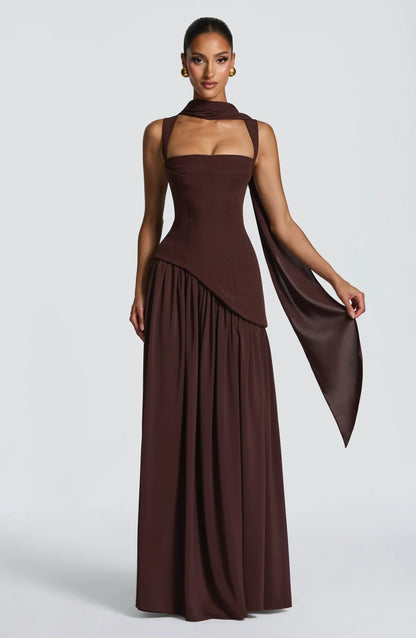 Elegant Maxi Dress for Women A-Line Sleeveless Fitted-Waist