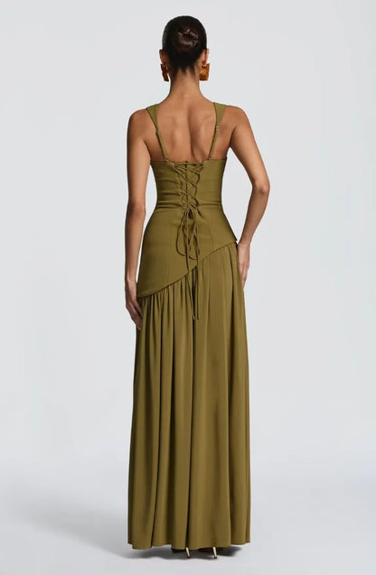Elegant Maxi Dress for Women A-Line Sleeveless Fitted-Waist