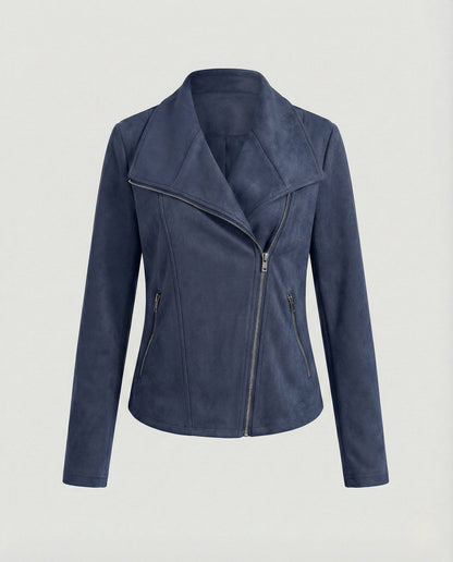 Stylish Biker Jacket for Women Asymmetric-Zip Tailored