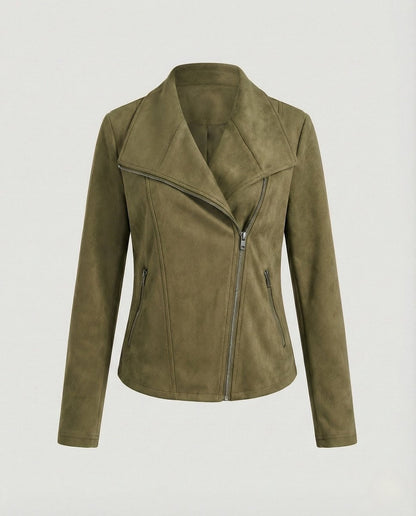 Stylish Biker Jacket for Women Asymmetric-Zip Tailored