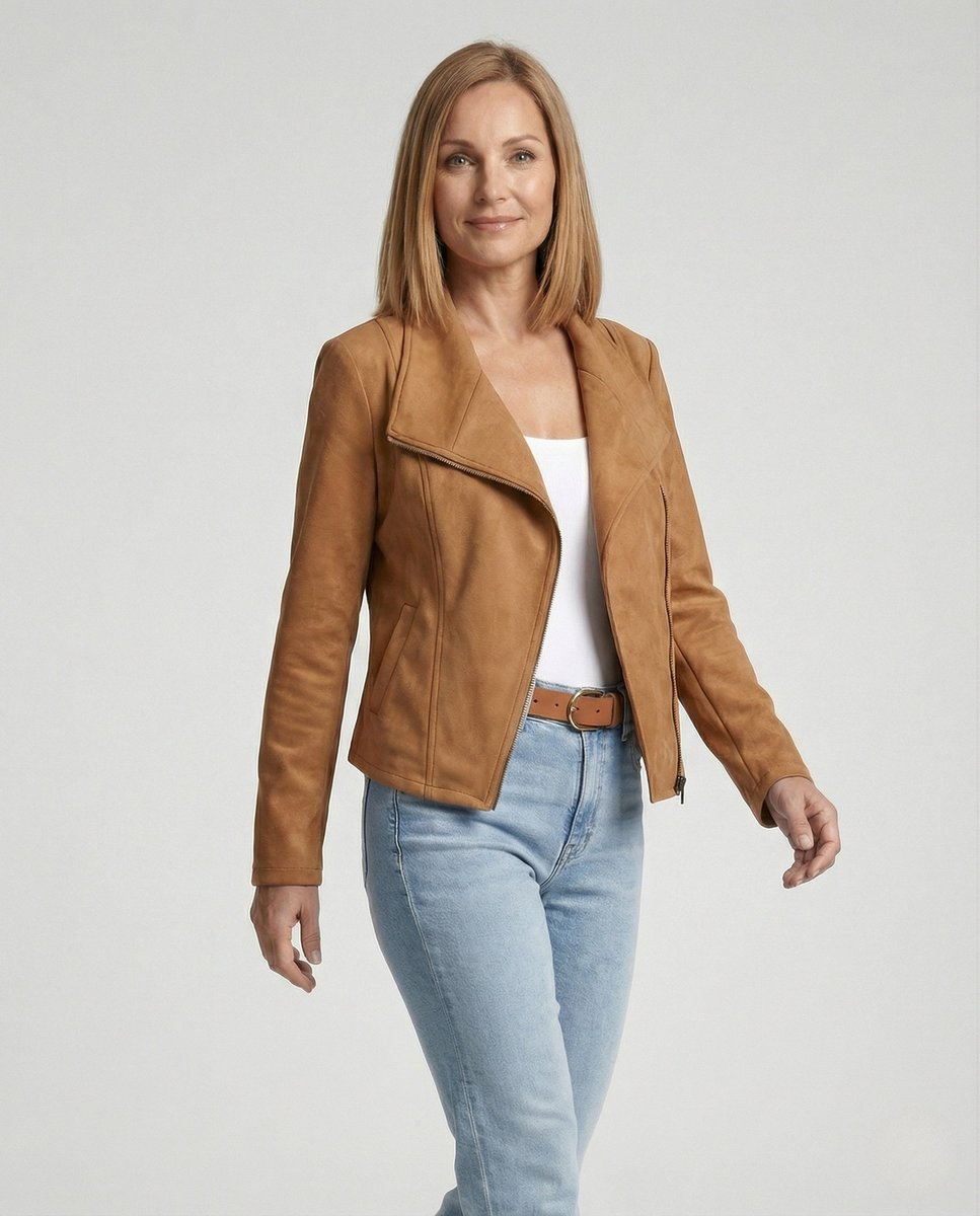 Stylish Biker Jacket for Women Asymmetric-Zip Tailored