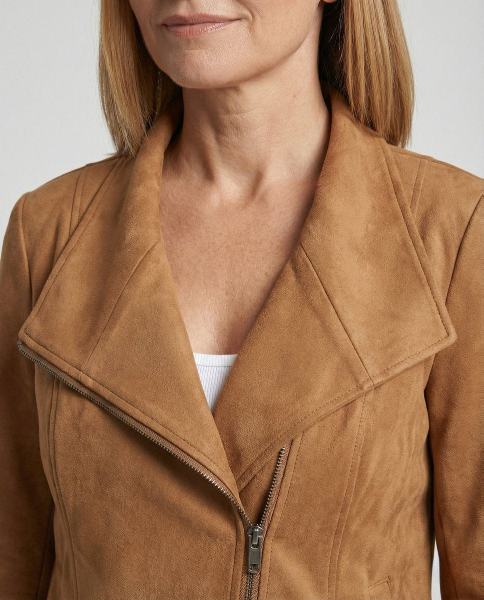 Stylish Biker Jacket for Women Asymmetric-Zip Tailored