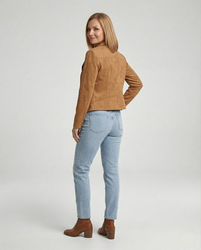 Stylish Biker Jacket for Women Asymmetric-Zip Tailored