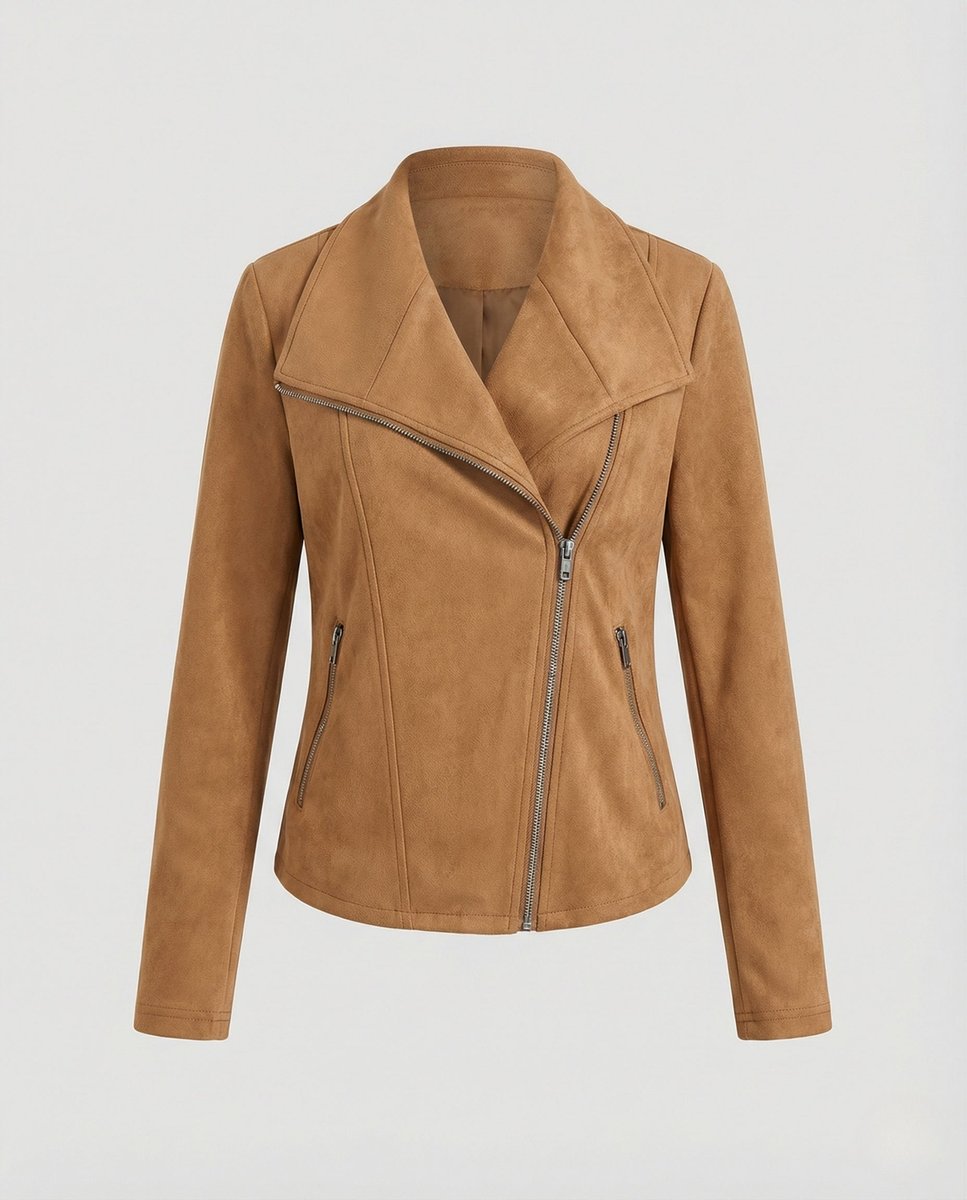 Stylish Biker Jacket for Women Asymmetric-Zip Tailored